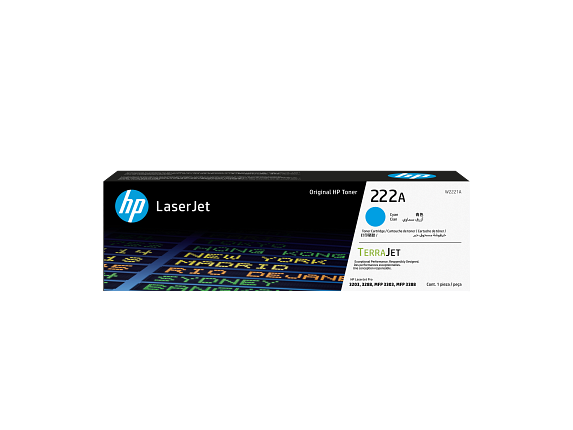HP 222A Cyan Original LaserJet Toner Cartridge (W2221A) – For HP Color LaserJet Pro M255, M282, and M283 Series Printers