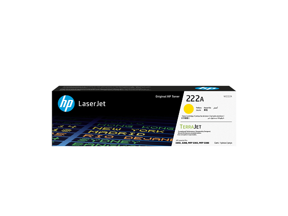 HP 222A Yellow Original LaserJet Toner Cartridge (W2222A) – For HP Color LaserJet Pro M255, M282, and M283 Series Printers